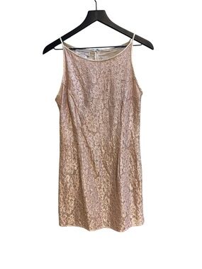 Jessica McClintock Blush Lace Slip Dress 90’s lace dress